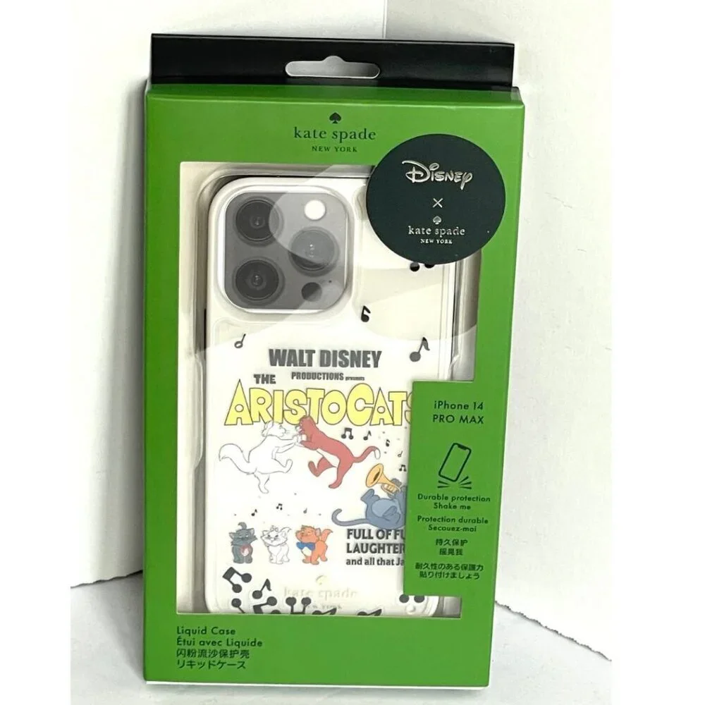 Kate Spade Disney Aristocats iPhone 14 Pro Max Liquid Glitter Clear Case
